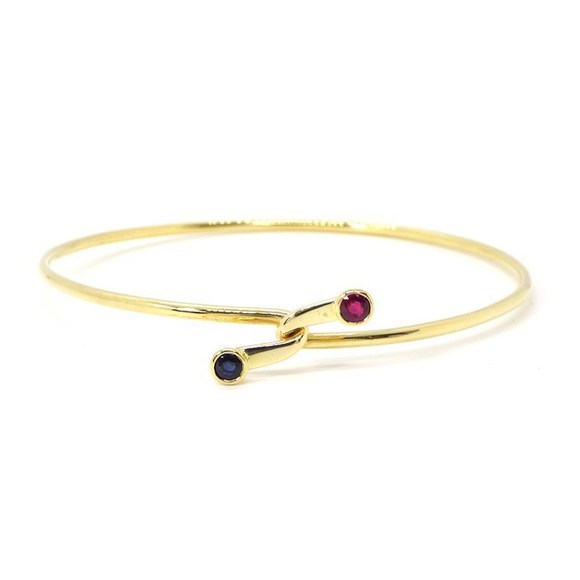 Tiffany Bangle Double Hook Ruby Sapphire Yellow Gold - Picture 1 of 7